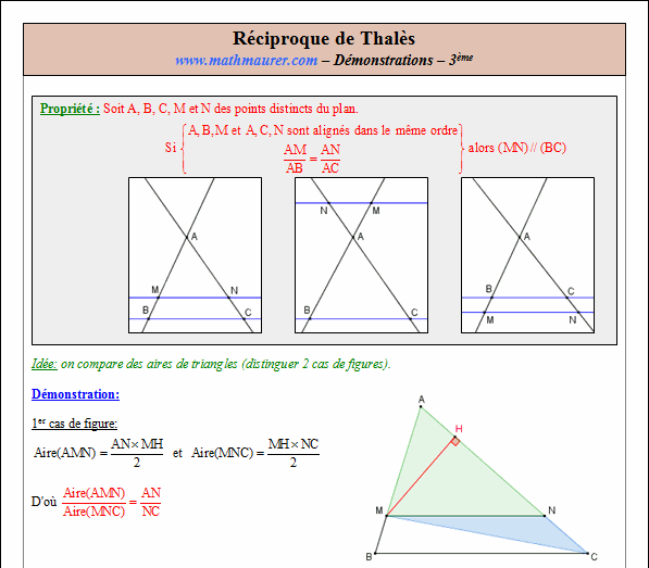 Démonstration de la réciproque de Thalès - page 1